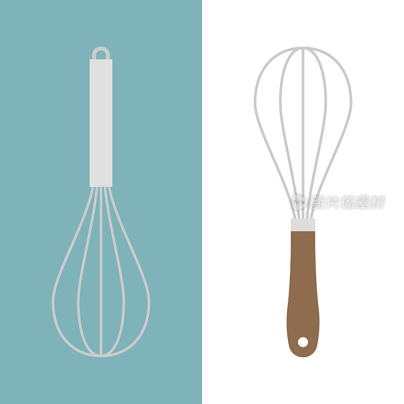 stainless and wooden egg whisk icon